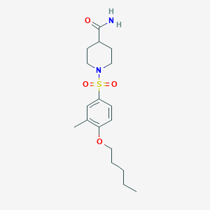 molecular formula C18H28N2O4S B497641 1-{[3-Methyl-4-(pentyloxy)phenyl]sulfonyl}-4-piperidinecarboxamide 