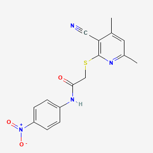 molecular formula C16H14N4O3S B4976410 2-[(3-cyano-4,6-dimethyl-2-pyridinyl)thio]-N-(4-nitrophenyl)acetamide CAS No. 5808-48-0