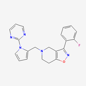 molecular formula C21H18FN5O B4976428 3-(2-fluorophenyl)-5-{[1-(2-pyrimidinyl)-1H-pyrrol-2-yl]methyl}-4,5,6,7-tetrahydroisoxazolo[4,5-c]pyridine 