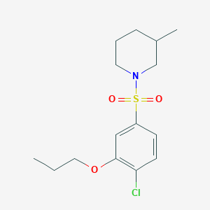 molecular formula C15H22ClNO3S B497643 1-[(4-Chloro-3-propoxyphenyl)sulfonyl]-3-methylpiperidine CAS No. 914245-98-0