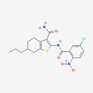 molecular formula C19H20ClN3O4S B4976435 2-[(5-chloro-2-nitrobenzoyl)amino]-6-propyl-4,5,6,7-tetrahydro-1-benzothiophene-3-carboxamide 