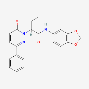 molecular formula C21H19N3O4 B4976436 N-1,3-benzodioxol-5-yl-2-(6-oxo-3-phenyl-1(6H)-pyridazinyl)butanamide 