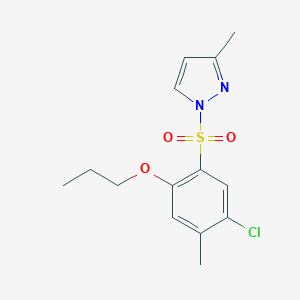 molecular formula C14H17ClN2O3S B497647 5-Chloro-4-methyl-1-[(3-methylpyrazolyl)sulfonyl]-2-propoxybenzene CAS No. 957502-72-6