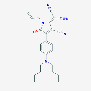 molecular formula C25H27N5O B049765 2-[1-Allyl-3-cyano-4-[4-(dibutylamino)phenyl]-5-oxo-1,5-dihydro-2H-pyrrol-2-ylidene]malononitrile CAS No. 113762-35-9