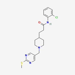 molecular formula C20H25ClN4OS B4976501 N-(2-chlorophenyl)-3-(1-{[2-(methylthio)-5-pyrimidinyl]methyl}-4-piperidinyl)propanamide 