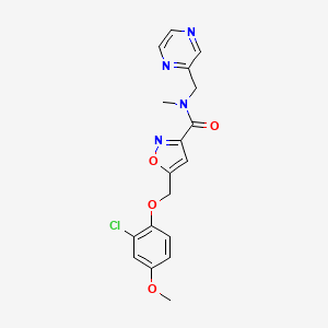 molecular formula C18H17ClN4O4 B4976574 5-[(2-chloro-4-methoxyphenoxy)methyl]-N-methyl-N-(2-pyrazinylmethyl)-3-isoxazolecarboxamide 