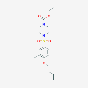 molecular formula C18H28N2O5S B497658 Ethyl 4-[(4-butoxy-3-methylphenyl)sulfonyl]piperazinecarboxylate CAS No. 914244-40-9