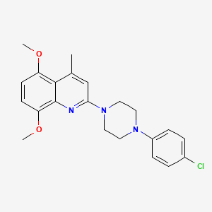 molecular formula C22H24ClN3O2 B4976644 2-[4-(4-chlorophenyl)-1-piperazinyl]-5,8-dimethoxy-4-methylquinoline 