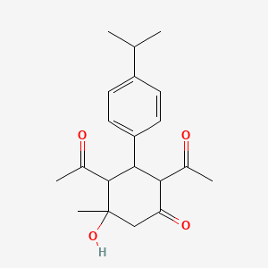 molecular formula C20H26O4 B4976654 2,4-diacetyl-5-hydroxy-3-(4-isopropylphenyl)-5-methylcyclohexanone 