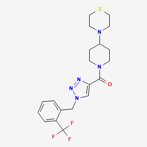 molecular formula C20H24F3N5OS B4976695 4-[1-({1-[2-(trifluoromethyl)benzyl]-1H-1,2,3-triazol-4-yl}carbonyl)-4-piperidinyl]thiomorpholine 