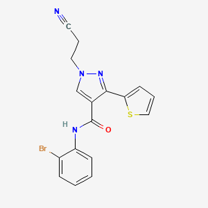 molecular formula C17H13BrN4OS B4976716 N-(2-bromophenyl)-1-(2-cyanoethyl)-3-(2-thienyl)-1H-pyrazole-4-carboxamide 