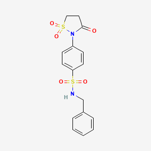 molecular formula C16H16N2O5S2 B4976770 N-benzyl-4-(1,1-dioxido-3-oxo-2-isothiazolidinyl)benzenesulfonamide 