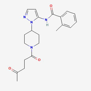 molecular formula C21H26N4O3 B4976777 2-methyl-N-{1-[1-(4-oxopentanoyl)-4-piperidinyl]-1H-pyrazol-5-yl}benzamide 