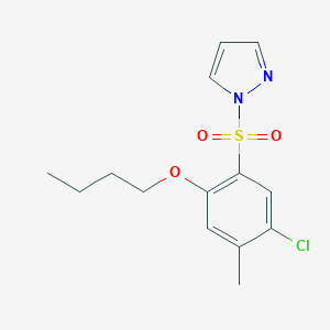 molecular formula C14H17ClN2O3S B497681 1-(2-butoxy-5-chloro-4-methylbenzenesulfonyl)-1H-pyrazole CAS No. 957492-67-0
