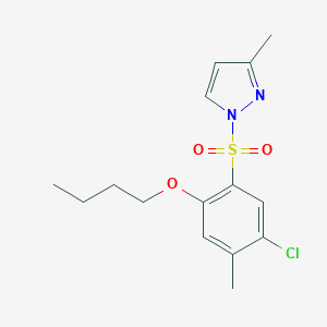 molecular formula C15H19ClN2O3S B497684 2-Butoxy-5-chloro-4-methyl-1-[(3-methylpyrazolyl)sulfonyl]benzene CAS No. 957502-76-0