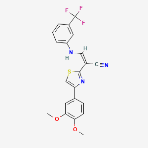 2-[4-(3,4-dimethoxyphenyl)-1,3-thiazol-2-yl]-3-{[3-(trifluoromethyl)phenyl]amino}acrylonitrile