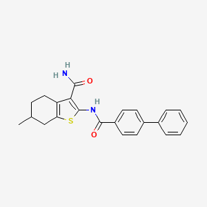 molecular formula C23H22N2O2S B4976978 2-[(4-biphenylylcarbonyl)amino]-6-methyl-4,5,6,7-tetrahydro-1-benzothiophene-3-carboxamide 