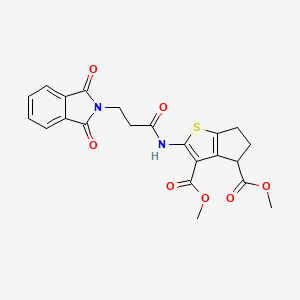 molecular formula C22H20N2O7S B4977019 dimethyl 2-{[3-(1,3-dioxo-1,3-dihydro-2H-isoindol-2-yl)propanoyl]amino}-5,6-dihydro-4H-cyclopenta[b]thiophene-3,4-dicarboxylate 