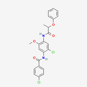 molecular formula C23H20Cl2N2O4 B4977068 4-chloro-N-{2-chloro-5-methoxy-4-[(2-phenoxypropanoyl)amino]phenyl}benzamide 