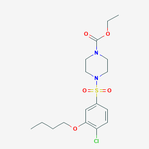molecular formula C17H25ClN2O5S B497709 Ethyl 4-[(3-butoxy-4-chlorophenyl)sulfonyl]-1-piperazinecarboxylate 