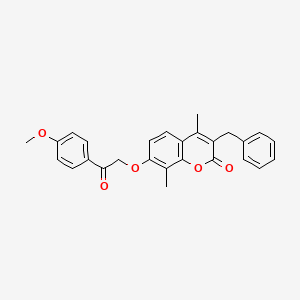 molecular formula C27H24O5 B4977115 3-benzyl-7-[2-(4-methoxyphenyl)-2-oxoethoxy]-4,8-dimethyl-2H-chromen-2-one 