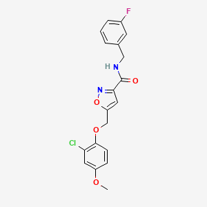 molecular formula C19H16ClFN2O4 B4977149 5-[(2-chloro-4-methoxyphenoxy)methyl]-N-(3-fluorobenzyl)-3-isoxazolecarboxamide 