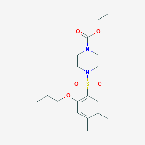 molecular formula C18H28N2O5S B497720 Ethyl 4-[(4,5-dimethyl-2-propoxyphenyl)sulfonyl]piperazinecarboxylate CAS No. 913241-34-6