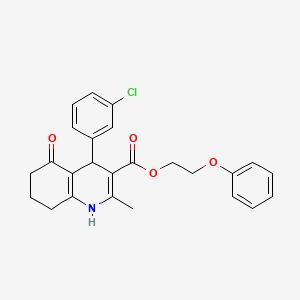 molecular formula C25H24ClNO4 B4977255 2-phenoxyethyl 4-(3-chlorophenyl)-2-methyl-5-oxo-1,4,5,6,7,8-hexahydro-3-quinolinecarboxylate 