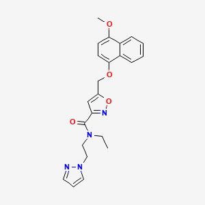 molecular formula C23H24N4O4 B4977275 N-ethyl-5-{[(4-methoxy-1-naphthyl)oxy]methyl}-N-[2-(1H-pyrazol-1-yl)ethyl]-3-isoxazolecarboxamide 