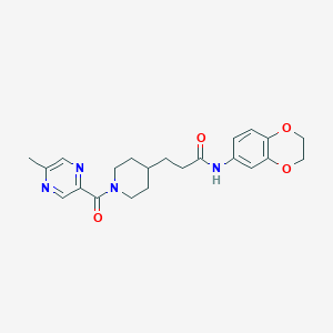 molecular formula C22H26N4O4 B4977277 N-(2,3-dihydro-1,4-benzodioxin-6-yl)-3-{1-[(5-methyl-2-pyrazinyl)carbonyl]-4-piperidinyl}propanamide 
