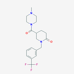 molecular formula C19H24F3N3O2 B4977281 5-[(4-methyl-1-piperazinyl)carbonyl]-1-[3-(trifluoromethyl)benzyl]-2-piperidinone 