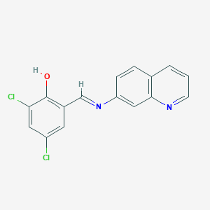 2,4-dichloro-6-[(7-quinolinylimino)methyl]phenol