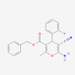 molecular formula C21H17FN2O3 B4977318 benzyl 6-amino-5-cyano-4-(2-fluorophenyl)-2-methyl-4H-pyran-3-carboxylate 
