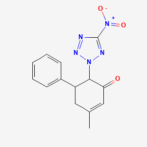 molecular formula C14H13N5O3 B4977324 3-methyl-6-(5-nitro-2H-tetrazol-2-yl)-5-phenyl-2-cyclohexen-1-one 