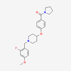 molecular formula C24H29FN2O3 B4977344 1-(2-fluoro-4-methoxybenzyl)-4-[4-(1-pyrrolidinylcarbonyl)phenoxy]piperidine 