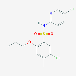 molecular formula C15H16Cl2N2O3S B497735 5-chloro-N-(5-chloro-2-pyridinyl)-4-methyl-2-propoxybenzenesulfonamide CAS No. 914243-48-4