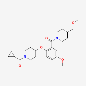 molecular formula C24H34N2O5 B4977351 1-(cyclopropylcarbonyl)-4-(4-methoxy-2-{[4-(methoxymethyl)-1-piperidinyl]carbonyl}phenoxy)piperidine 