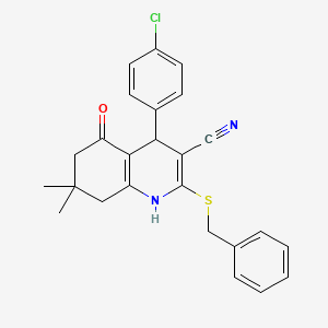 molecular formula C25H23ClN2OS B4977354 2-(benzylthio)-4-(4-chlorophenyl)-7,7-dimethyl-5-oxo-1,4,5,6,7,8-hexahydro-3-quinolinecarbonitrile 