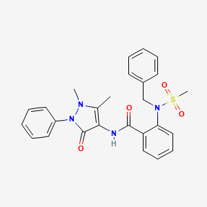 molecular formula C26H26N4O4S B4977376 2-[benzyl(methylsulfonyl)amino]-N-(1,5-dimethyl-3-oxo-2-phenyl-2,3-dihydro-1H-pyrazol-4-yl)benzamide 