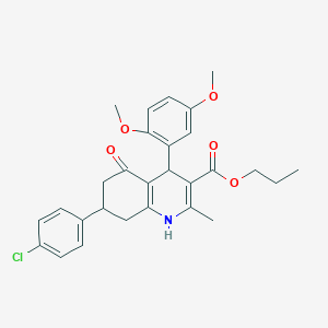molecular formula C28H30ClNO5 B4977408 propyl 7-(4-chlorophenyl)-4-(2,5-dimethoxyphenyl)-2-methyl-5-oxo-1,4,5,6,7,8-hexahydro-3-quinolinecarboxylate CAS No. 5709-27-3