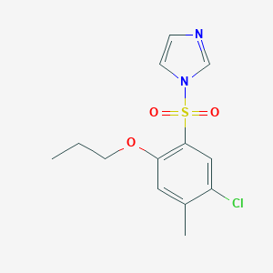 molecular formula C13H15ClN2O3S B497741 4-chloro-2-(1H-imidazol-1-ylsulfonyl)-5-methylphenyl propyl ether 