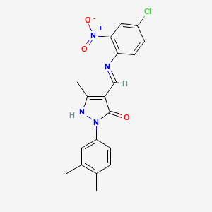 4-{[(4-chloro-2-nitrophenyl)amino]methylene}-2-(3,4-dimethylphenyl)-5-methyl-2,4-dihydro-3H-pyrazol-3-one