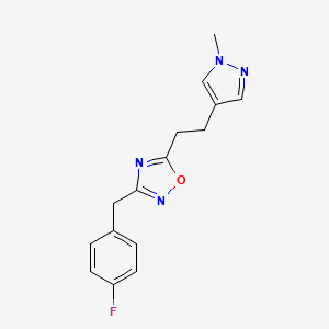 molecular formula C15H15FN4O B4977443 3-(4-fluorobenzyl)-5-[2-(1-methyl-1H-pyrazol-4-yl)ethyl]-1,2,4-oxadiazole 