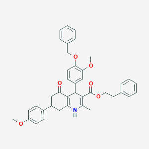 molecular formula C40H39NO6 B4977484 2-phenylethyl 4-[4-(benzyloxy)-3-methoxyphenyl]-7-(4-methoxyphenyl)-2-methyl-5-oxo-1,4,5,6,7,8-hexahydro-3-quinolinecarboxylate 