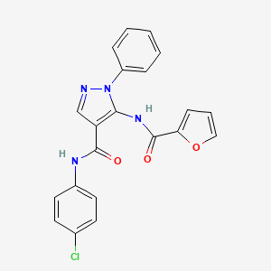 molecular formula C21H15ClN4O3 B4977517 N-(4-chlorophenyl)-5-(2-furoylamino)-1-phenyl-1H-pyrazole-4-carboxamide 