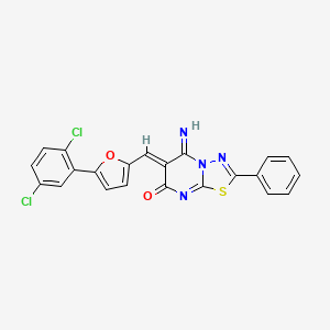 molecular formula C22H12Cl2N4O2S B4977522 6-{[5-(2,5-dichlorophenyl)-2-furyl]methylene}-5-imino-2-phenyl-5,6-dihydro-7H-[1,3,4]thiadiazolo[3,2-a]pyrimidin-7-one 