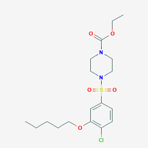 molecular formula C18H27ClN2O5S B497753 Ethyl 4-{[4-chloro-3-(pentyloxy)phenyl]sulfonyl}-1-piperazinecarboxylate 