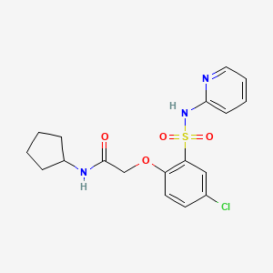 molecular formula C18H20ClN3O4S B4977552 2-{4-chloro-2-[(2-pyridinylamino)sulfonyl]phenoxy}-N-cyclopentylacetamide 