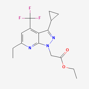 molecular formula C16H18F3N3O2 B4977593 ethyl [3-cyclopropyl-6-ethyl-4-(trifluoromethyl)-1H-pyrazolo[3,4-b]pyridin-1-yl]acetate 