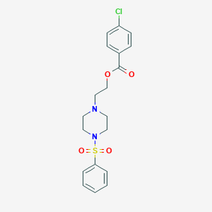 molecular formula C19H21ClN2O4S B497761 2-[4-(Phenylsulfonyl)-1-piperazinyl]ethyl 4-chlorobenzoate 